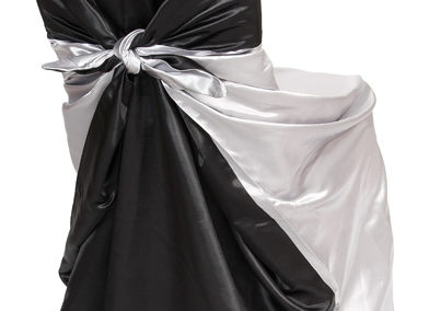 Silver/Black Satin Chair Cover