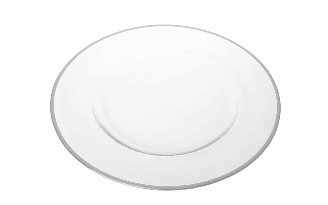 Silver Rim Glass Charger Plate